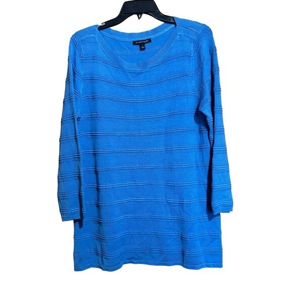 41 Hawthorn Tunic Sweater Womens Large Blue Textured Stretch Pullover Sweatshirt - Picture 1 of 9